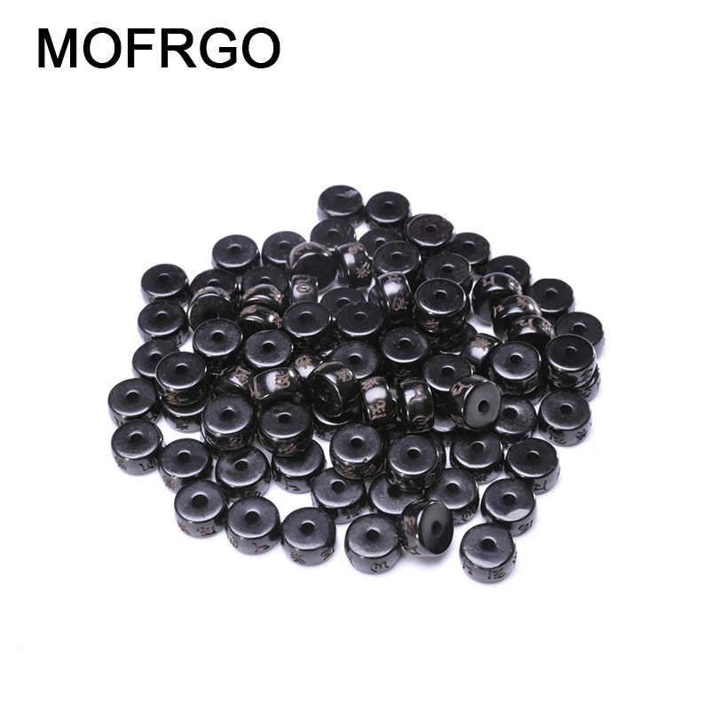 

4*8mm Beads For Jewelry Making MOFRGO Natural Wood Beads Carving Buddhist Scriptures Mantra DIY Accessories