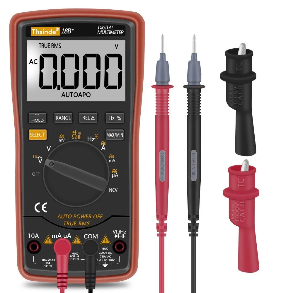 

Auto Ranging Digital Multimeter TRMS 6000 with Alligator Clips Test Leads AC/DC Voltage/Account NCV Amp Ohm Diode