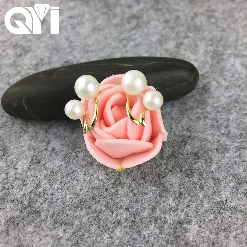 

QYI Solid 18k Yellow Gold Natural Cultured Freshwater Pearl Women Earrings Engagement Wedding Fine Hook Earrings