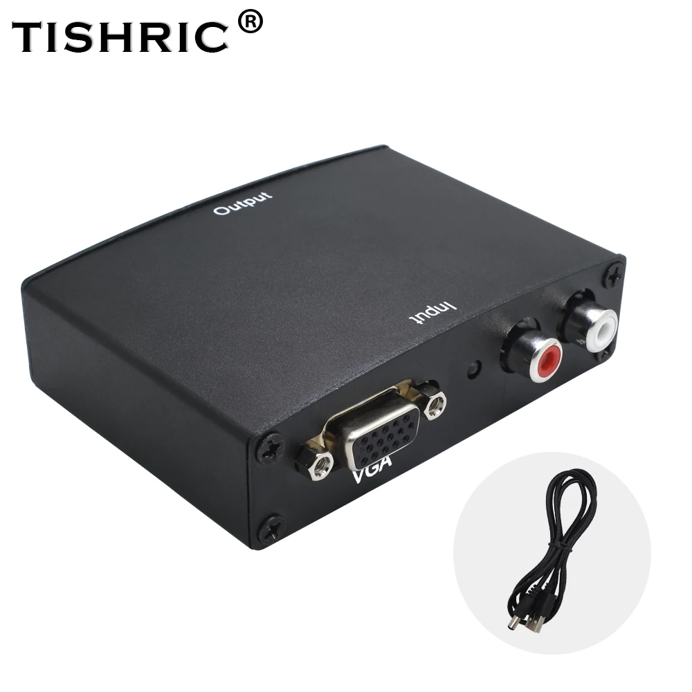 TISHRIC VGA2HDMI VGA R/L إلى HDMI تحويل مربع ستيريو مع الطاقة محول الصوت ل Xiaomi العارض PC محمول التلفزيون 1080 وعاء HD