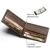 KAVIS marca delgada hombres mujeres cuero genuino Bifold masculino monedero billetera dinero Clip hembra pinza para dinero funda ► Foto 3/6