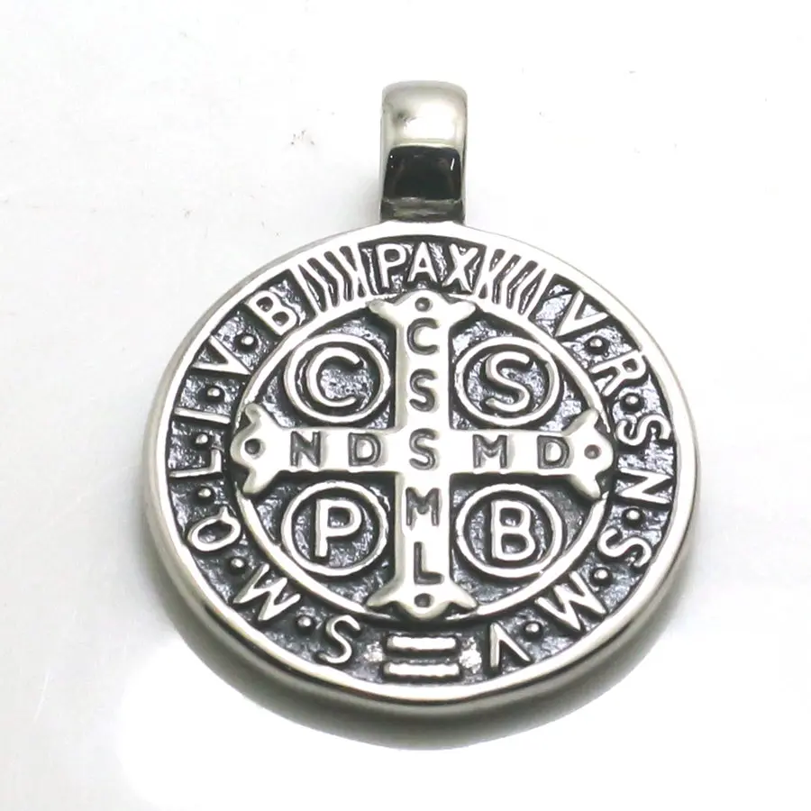 Newest 30mm 316L Stainless Steel Saint Benedict of Nursia CSPB CSSML NDSMD Christianity Catholic Church Jesus Pendant 3