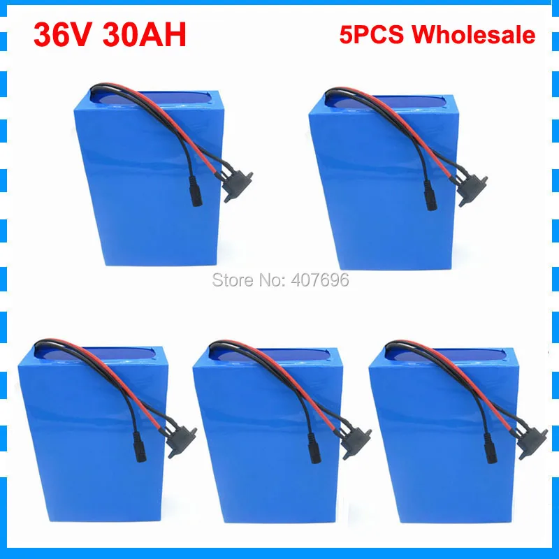 Cheap 5PCS Wholesale 1500W 36V 30AH E bike Battery 36 V Lithium ion Battery Conversion Kit With 50A BMS 42V 3A Charger 26650 Cell 2