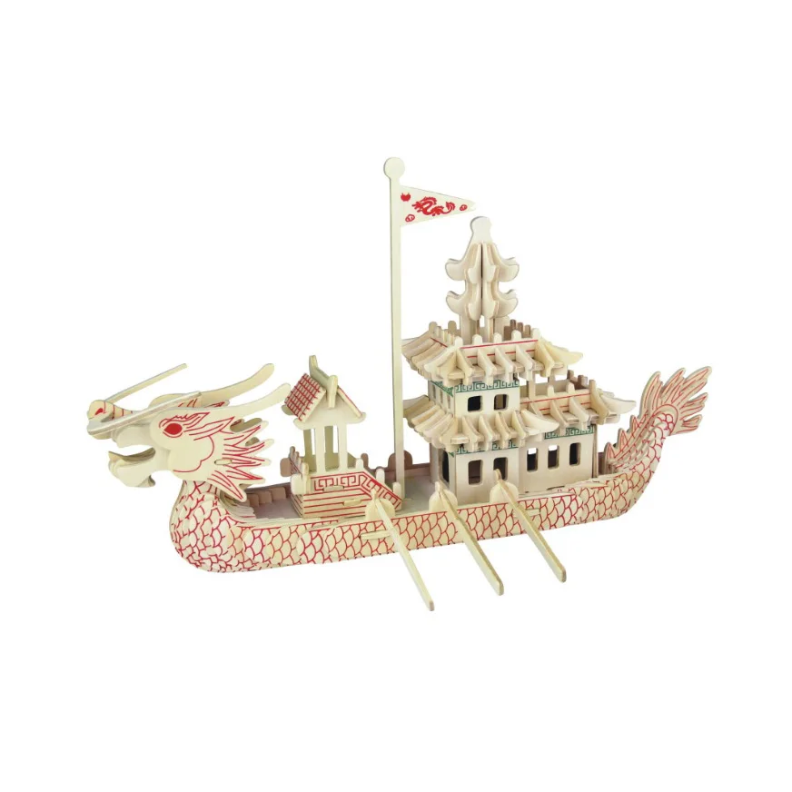 Развивающие деревянные игрушки Chanycore для обучения детей, 3D головоломка Phenicia, военные корабль, дракон, лодка, Круизный корабль, парусник, подарки для детей 4298