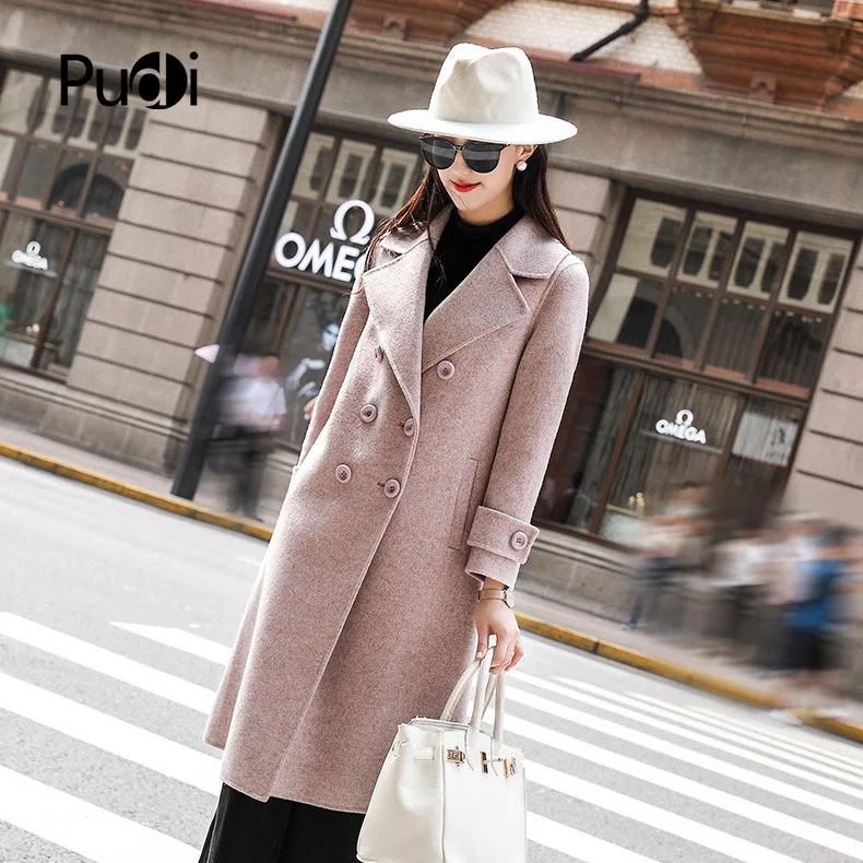 PUDI RO18115 2018 для женщин осень зима новый шерсть однотонная куртка с карманом Бесплатная стиль карман для отдыха пальто