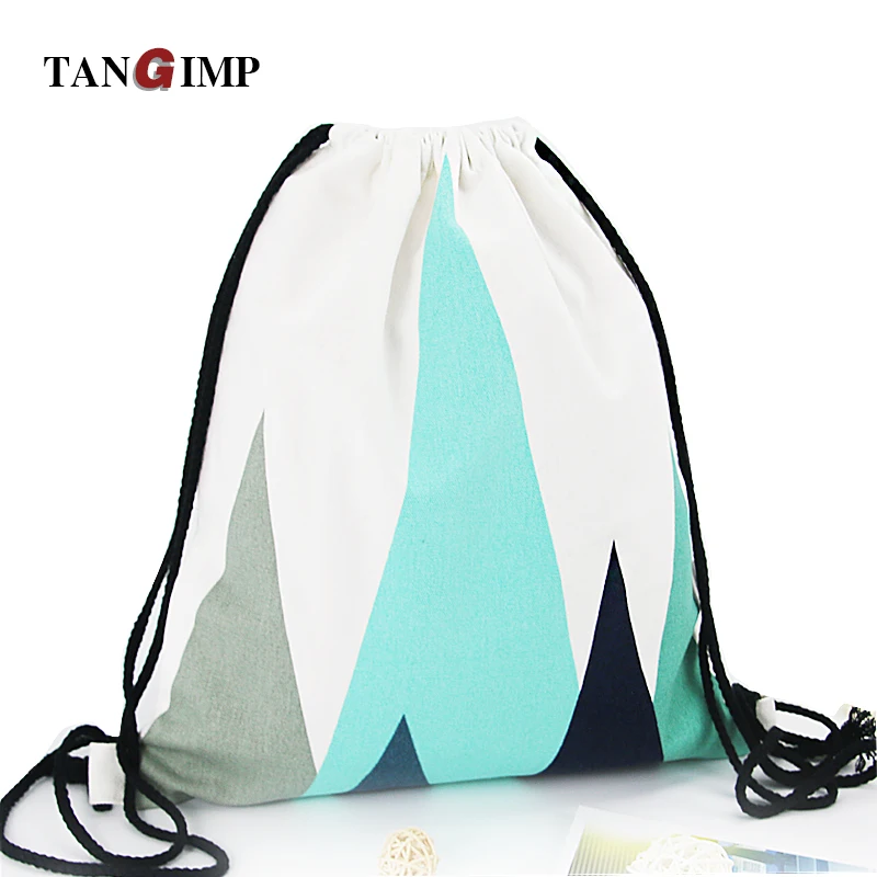 

TANGIMP Drawstring Backpacks Nordic Geometric Pattern Cotton Canvas Travel Softback Man Women harajuku Bags Drawstring Bag 2017