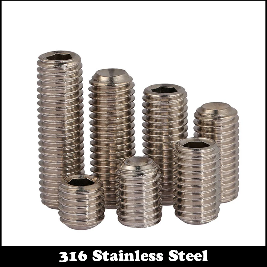 M3 M4 M3*8 M3x8 M4*8 M4x8 316 Stainless Steel 316ss DIN916 Inner Hex Hexagon Socket Allen Head Grub Cup Point Set Screw | Обустройство