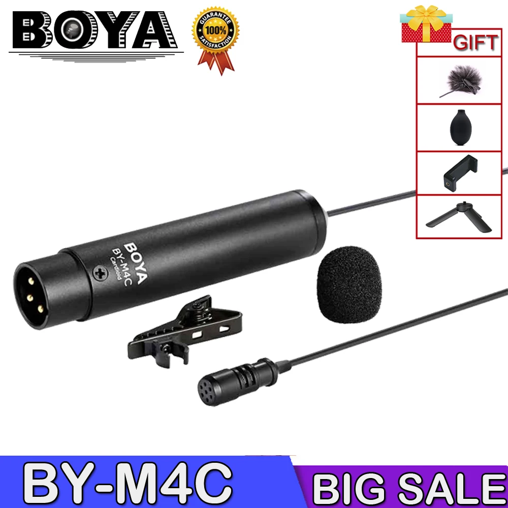 

BOYA BY-M4C Phantom Power Clip-On Cardioid XLR Lavalier miniphone for Canon Sony Panasonic Camcorders ZOOM H4n H5 H6 TASCAM Au