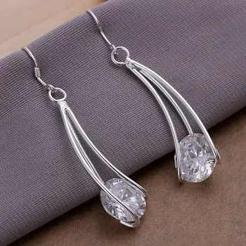 

925 jewelry silver plated earrings, 925 jewelry jewelry, Zircon Earrings E164