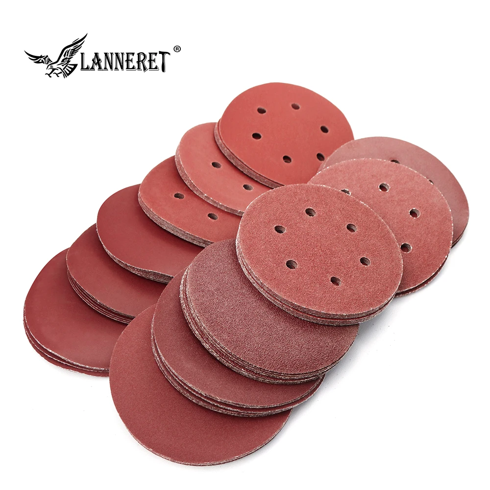 

LANNERET 150MM 6inch Polishing Sanding Disc Sandpaper Assorted 60/80/120/180/240/320 Grit For Power Random Orbit Sander Polisher