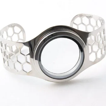 

5PCS Screw Stainless Steel Semi-Hollow Opening Floating Locket Bangles 30mm Openable Bracelets