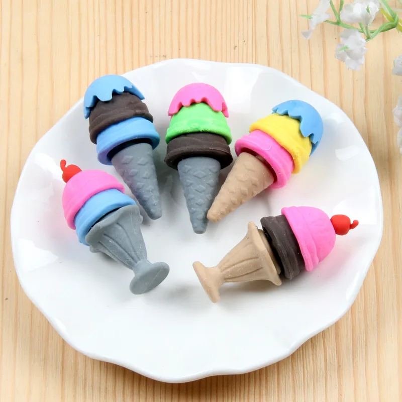

Coloffice random color mini Cute ice cream can get separate Rubber Eraser Set Stationery School Office Supplies Kids Gift 1PC