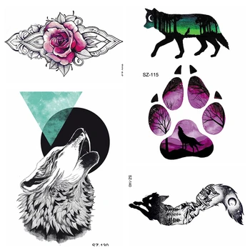 

HOT Creative Wolf Temporary Tattoo Stickers Body Art Floral Women Makeup Fake Tatoos Black Wolf Paws Waterproof Tattoos Men Arm