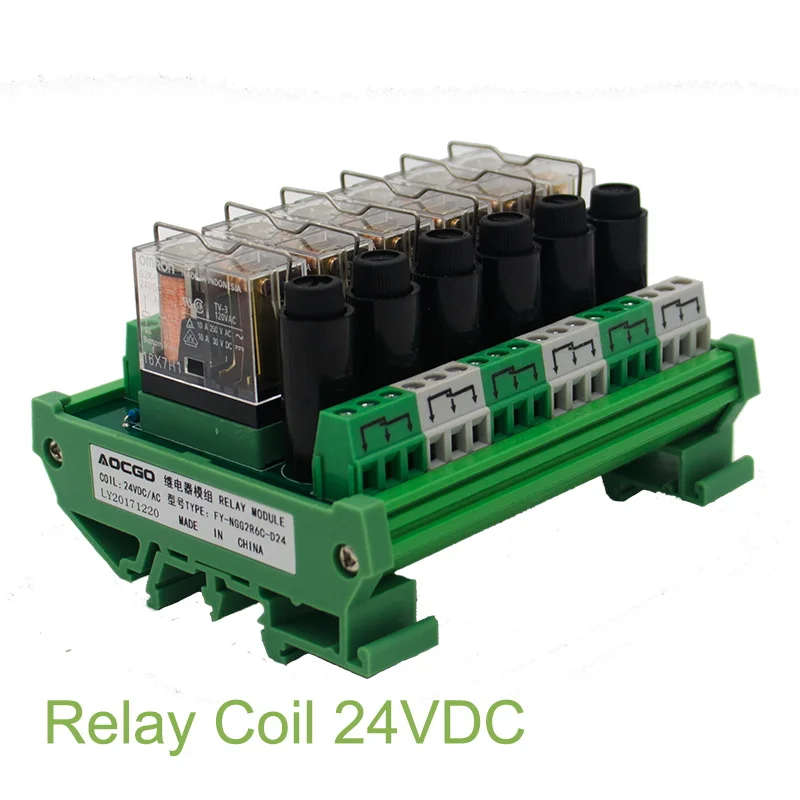 6 канальный 1 SPDT DIN рейку OMRON G2R 24V DC/AC с предохранителем интерфейс релейный