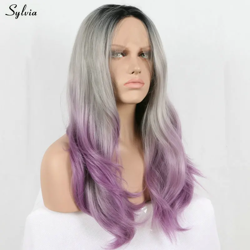 gray purple ombre wig 4