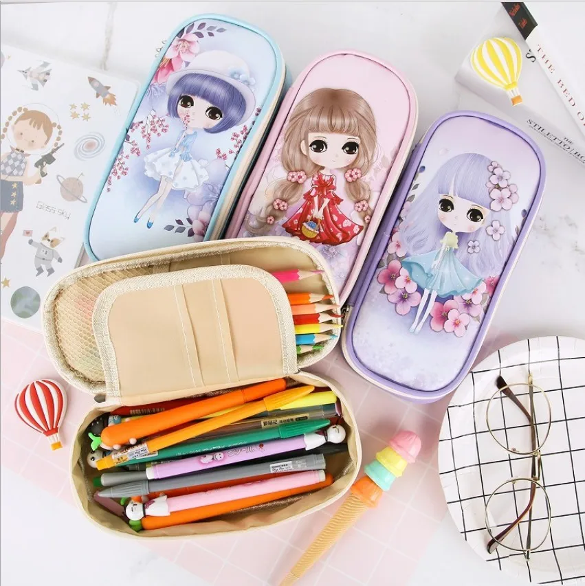 Чехол для карандашей Kawaii Girls милые животные большая емкость пенал ручка коробка