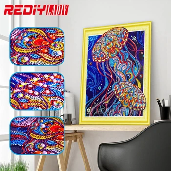 

5D Special Shaped Diamond Embroidery Crystal Jellyfish DIY Diamond Painting Shining Round Rhinestones Cross Stitch Home Decor