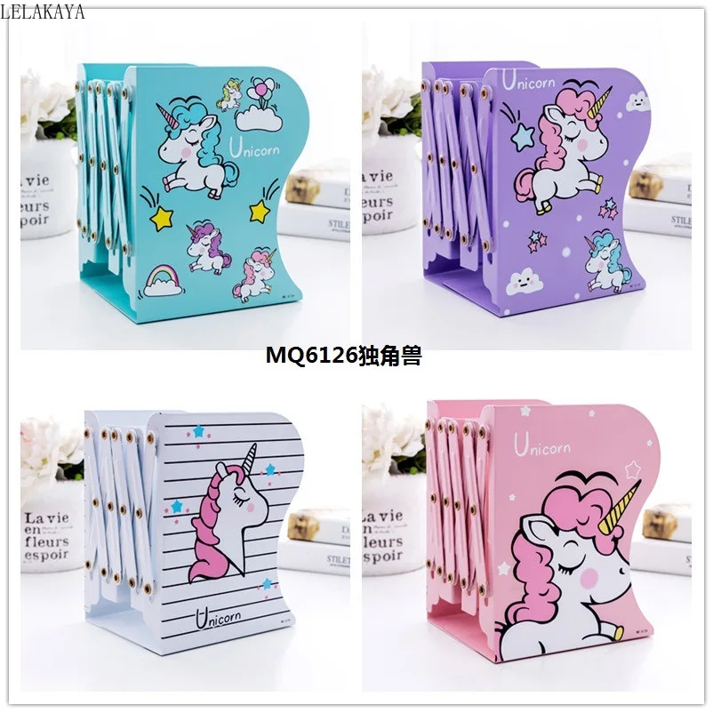 

Creative Telescopic Bookend Standing Folding Cartoon Bookshelf Fashion Unicorn Anime Action Figure Decoration Desk Holder Doll