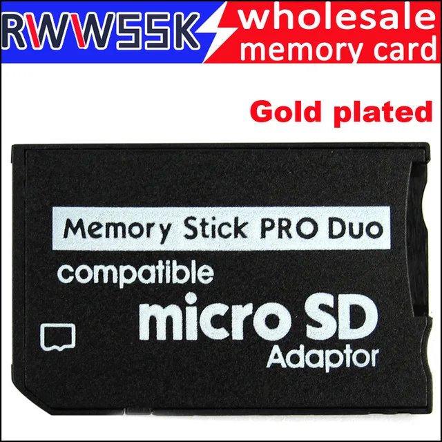 200 шт./лот Micro SD адаптер для MS карты Позолоченные Pro Duo TF кардридер карта памяти до 16