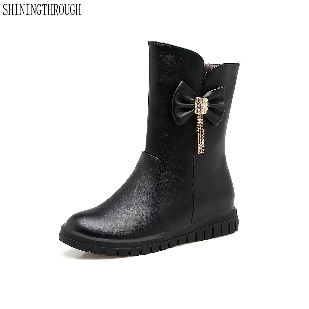 

2018 New sweet bowties women boots casual shoes woman ankle boots woman spring autumn boot flat boots women