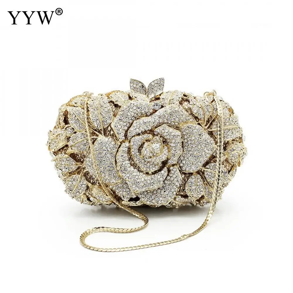 YYW Newest Flower Evening Crystal Bag Diamonds Rhinestone Clutch Evening Bag Female Party Purse Wedding Clutch Bag Bolsos Mujer YYW Newest Flower Evening Crystal Bag Diamonds Rhinestone Clutch Evening Bag Female Party Purse Wedding Clutch Bag Bolsos Mujer