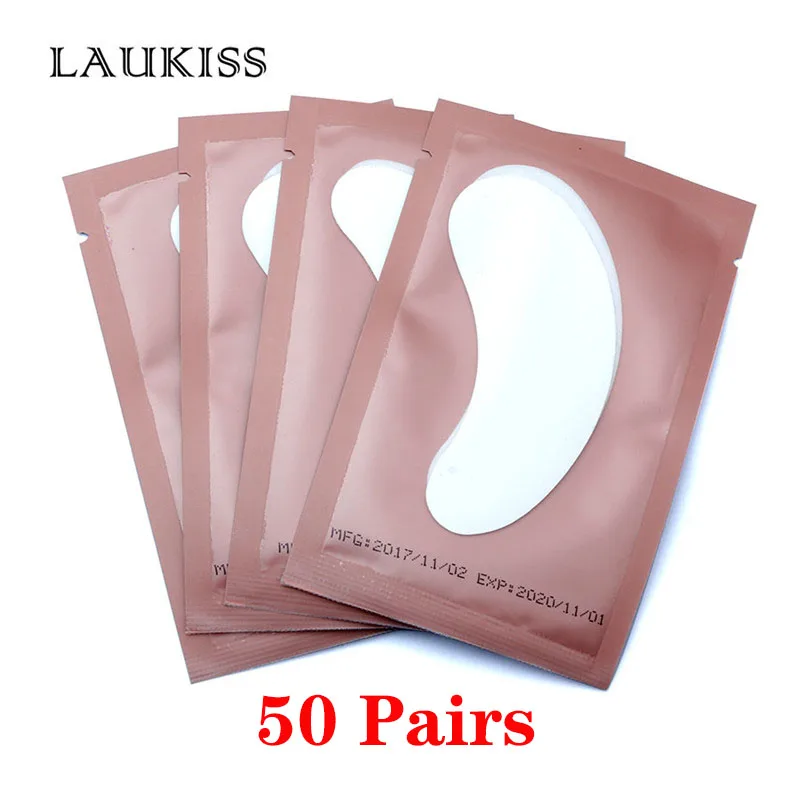 50Pair Pink 25/50/100 пар/лот Пластыри для ресниц наращивания кругов под глазами колодки Бумага патчи розовый Безворсовая наклейки Ткань для ресниц накладных - Цвет: 50Pair Pink