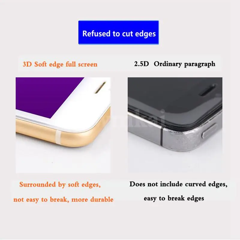 Xwmkai 3D мягкий край полный экран закаленное стекло для Iphone 6s 7 8 Plus защита экрана с