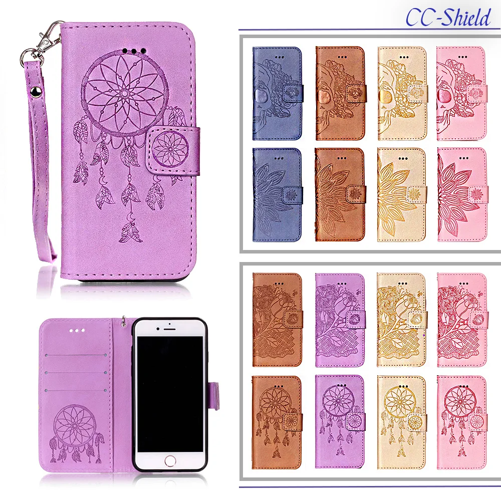

Magnetic Flip case for Apple iphone 7 iphone7 Luxury Embossing wallet Card slot phone leather cover for Apple i phone 7 phone7