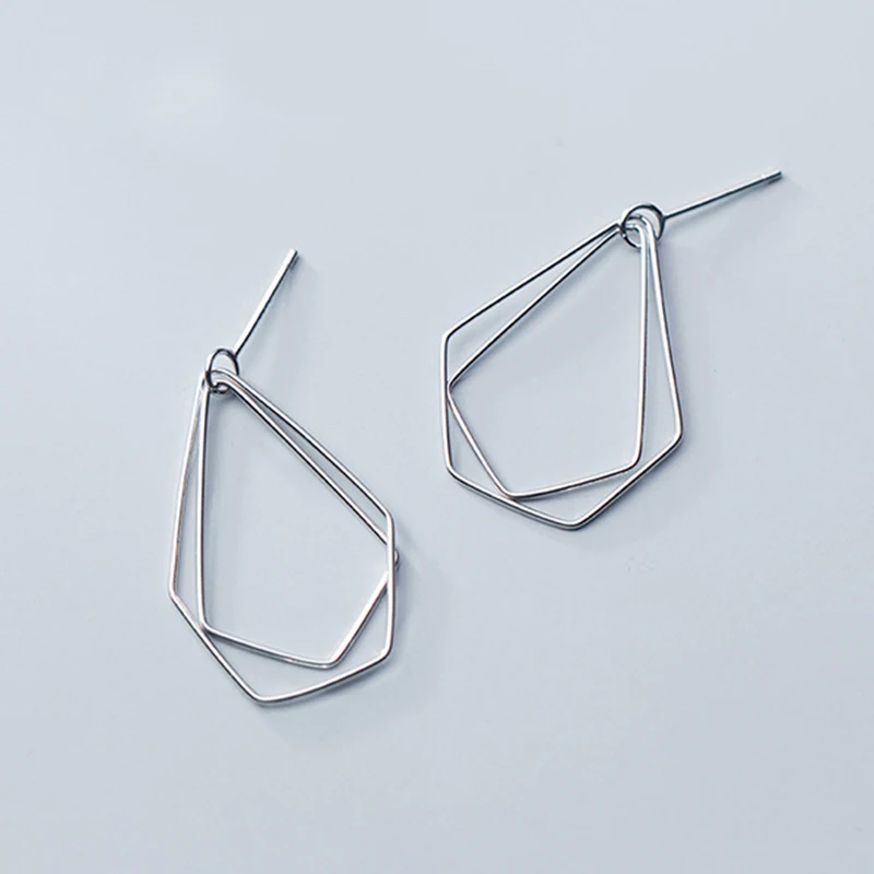 

Fashion 925 Sterling Silver Stud Earrings For Women Pentagon Small Earring Sterling-silver-jewelry