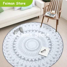 Скандинавский серый круглый ковер при входе, коврик для спальни, детская комната, ковровое покрытие пола, наружная подвесная корзина, Круглый игровой коврик