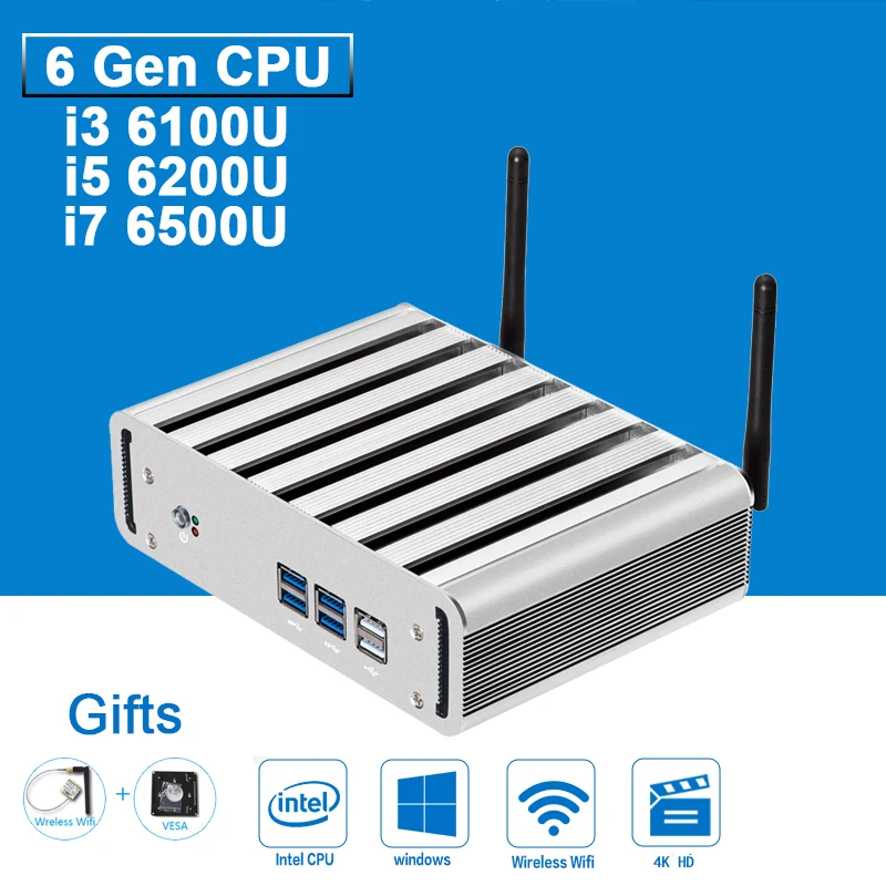 Mini PC Computer Intel Core i3 6100U i5 6200U i7 6500U 8G RAM H6th Gen Skylake
