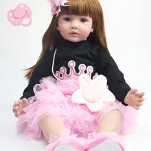 60 см кукла-реборн для малышей, тканевое тело, 24 дюйма, виниловые конечности, принцесса, детские куклы для девочек, подарок на день рождения, детский игровой домик, игрушка