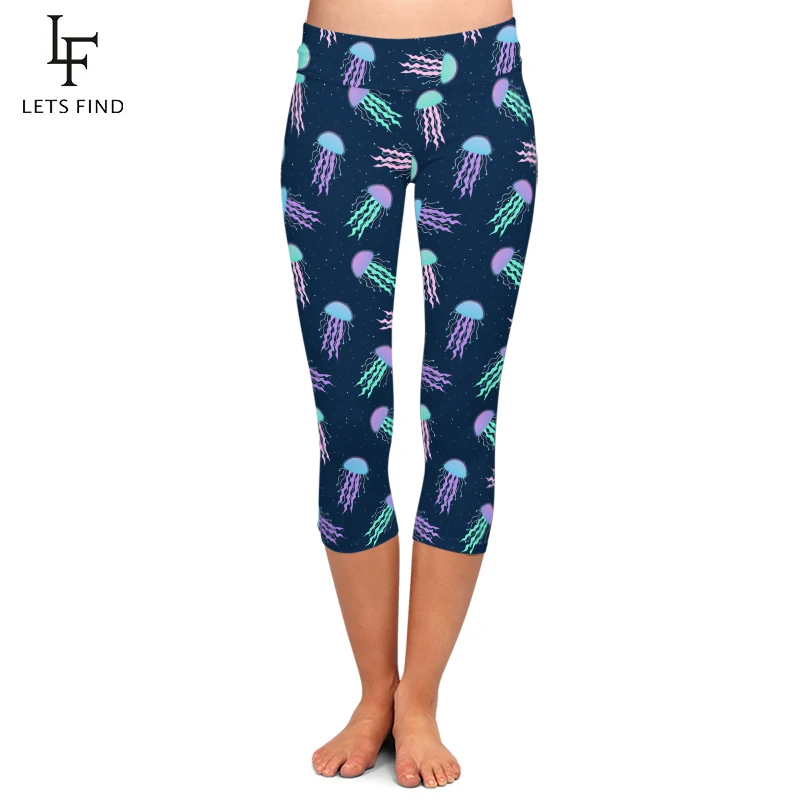 LETSFIND Fashion 3D Print Jellyfish High Waist Capris Leggings Women Plus Size Elastic Casual Pants Hot Sale LETSFIND Fashion 3D Print Jellyfish High Waist Capris Leggings Women Plus Size Elastic Casual Pants Hot Sale