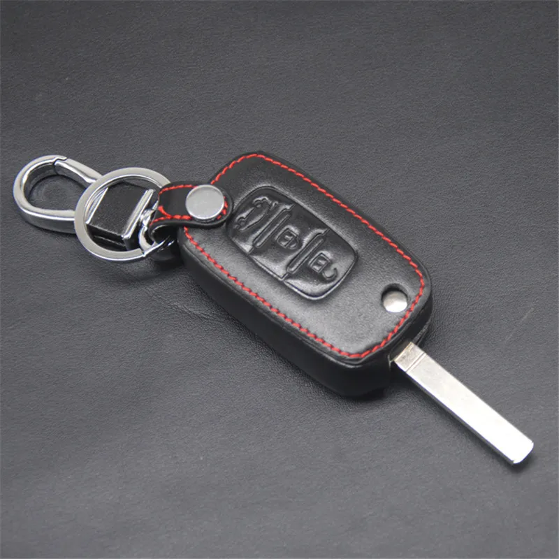 

Leather Remote Control Car Keychain Key Cover Case For LADA Vesta Sedan Largus Kalina Granta 3Button Flip Key L1236 Key Case
