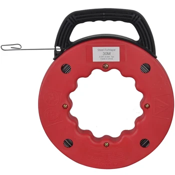 

15/30M Steel Belt Electrician Threader Cable Fiberglass Fish Tape Wire Puller Hollow Handle Winding Box Wall Pipe Trunking Lead