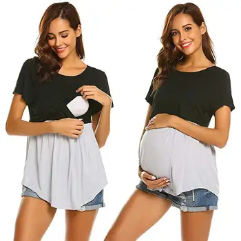 

Women's Short Sleeve Nurse Pregnant Maternity Tops Mother Print T-Shirt Outfits