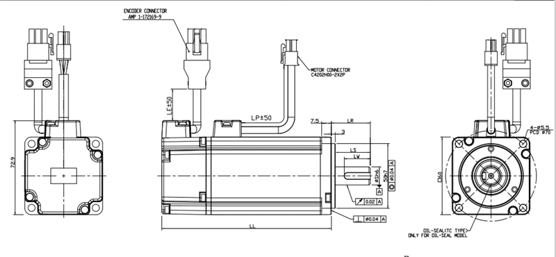CNC 200 Вт AC Серводвигатель и приводной набор Delta 220V 0.64NM 1.55A 60 мм с 3 м кабель ECMA C10602RS +
