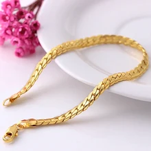 Браслет тиснение золотого цвета 8 мм звено цепочка модные ювелирные изделия с 22 см браслет для мужчин