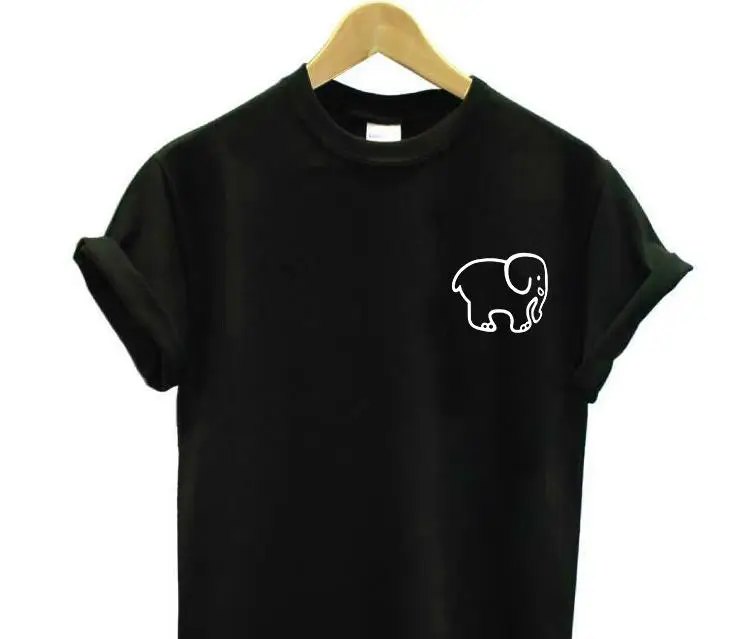 

small elephant pocket Print Women tshirt Cotton Casual Funny t shirt For Lady Top Tee Hipster Drop Ship Z-808