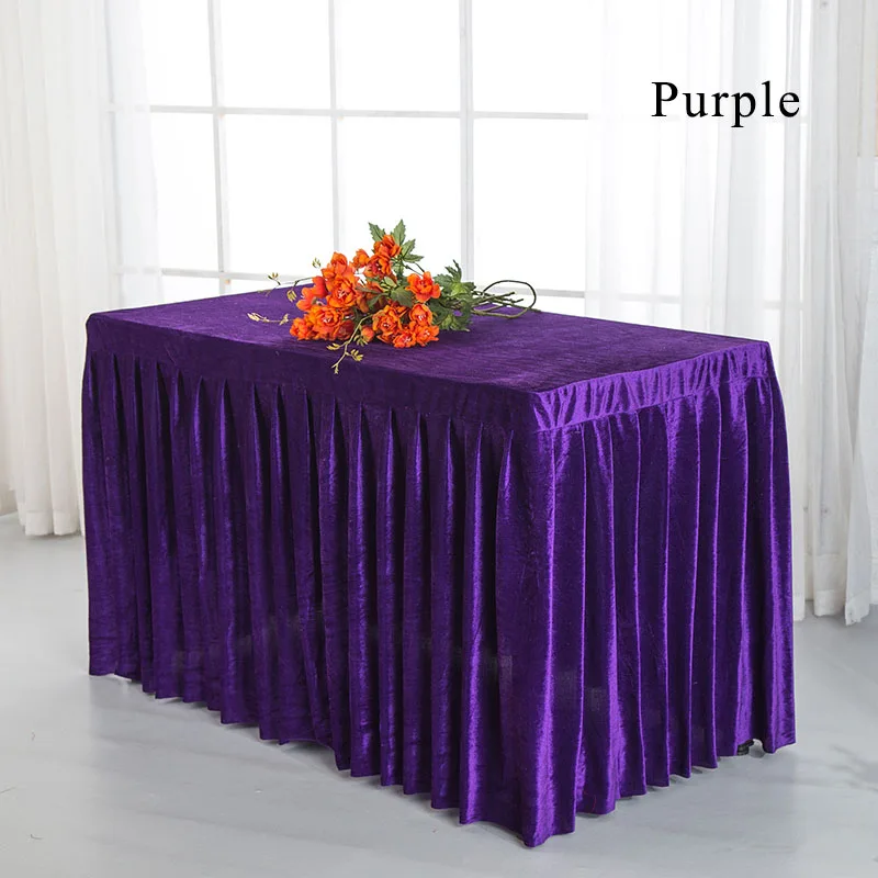 Горячая распродажа 10 шт./лот Европа 17'x2" прямоугольная гармошка плиссированная полиэфирная бархатная юбка для свадебного банкета отель шоу декоры - Цвет: Purple
