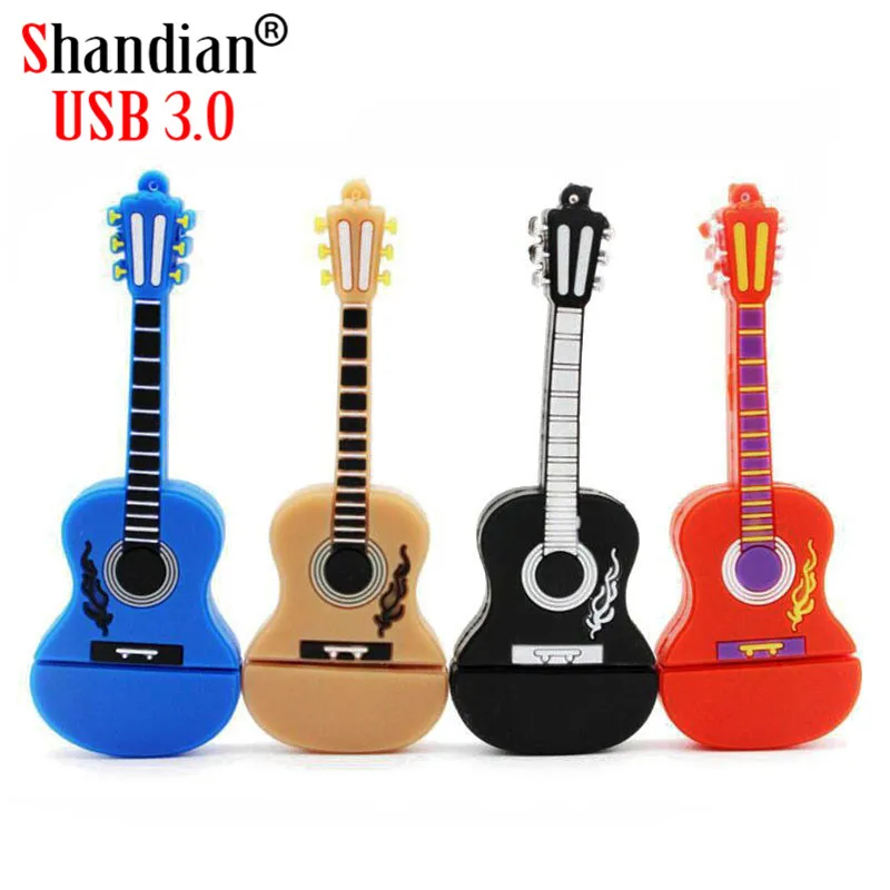 

SHANDIAN Wholesale USB stick usb 3.0 Musical instrument Guitar series Cartoon U Disk 4GB 8GB 16GB 32GB 64GB USB flash drive