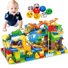 168pcs Marble Race Run Maze Ball Slide Track City Building Blocks Plastic Kids Educational Assemble Toys for Children Gifts funlock duplo marble run plastic slide 43p blocks crystal snowice building toys for children