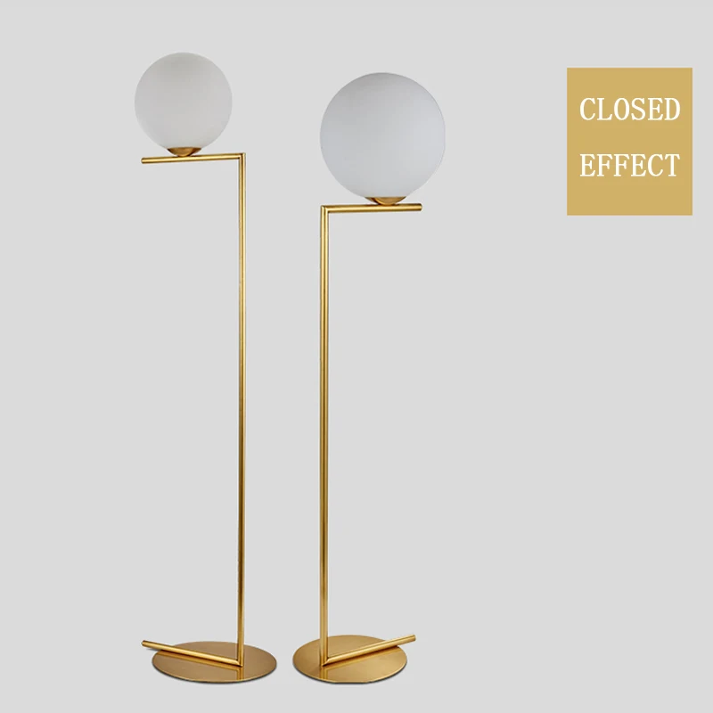 SGROW Frosted Glass Ball Floor Lamps European Metal Standing Light for Bedroom Living Room Postmodern Gold Lighting Fixtures SGROW Frosted Glass Ball Floor Lamps European Metal Standing Light for Bedroom Living Room Postmodern Gold Lighting Fixtures
