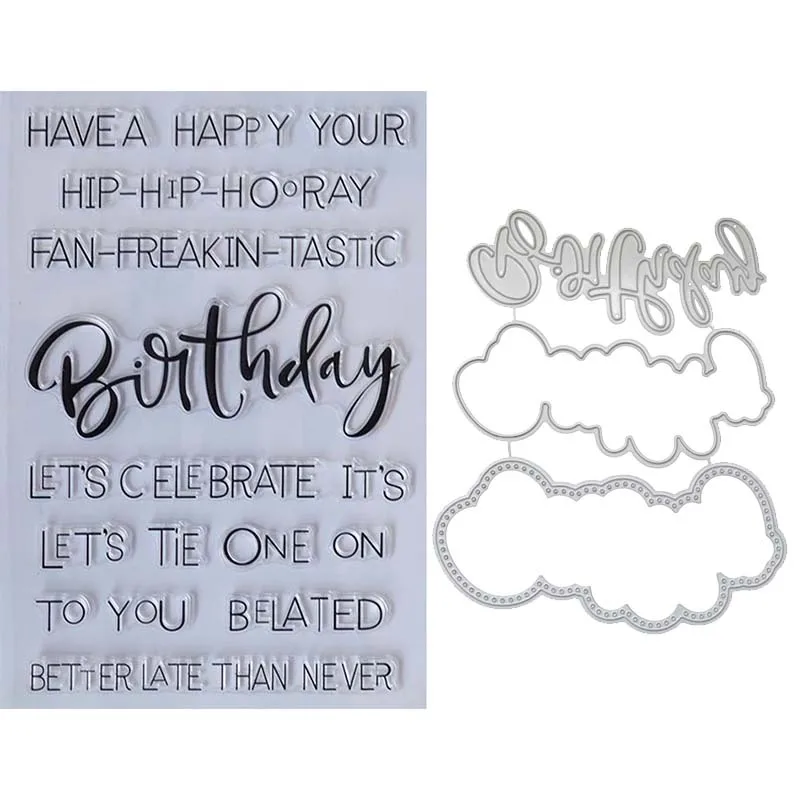 

Birthday transparent clear stamp/coordinating die rubber seal DIY Scrapbooking/Card Making/Kid Christmas Fun Decoration Supplies