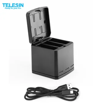 

TELESIN 3-Way 3 Port Battery Charger with Charging USB Type-C Cable for GoPro Hero 5 Hero 6 Accessories Storage Box Case Charger