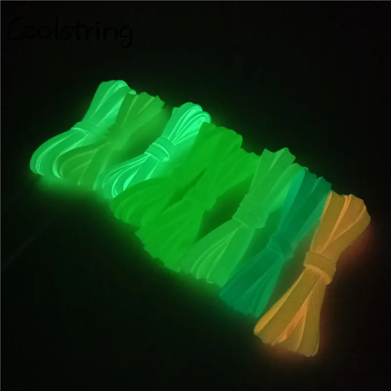 Coolstring новые ночные Шнурки плоские шнурки Светящиеся светится в темноте спортивный шнурок 7 мм Красочные кроссовки спортивные шнурки
