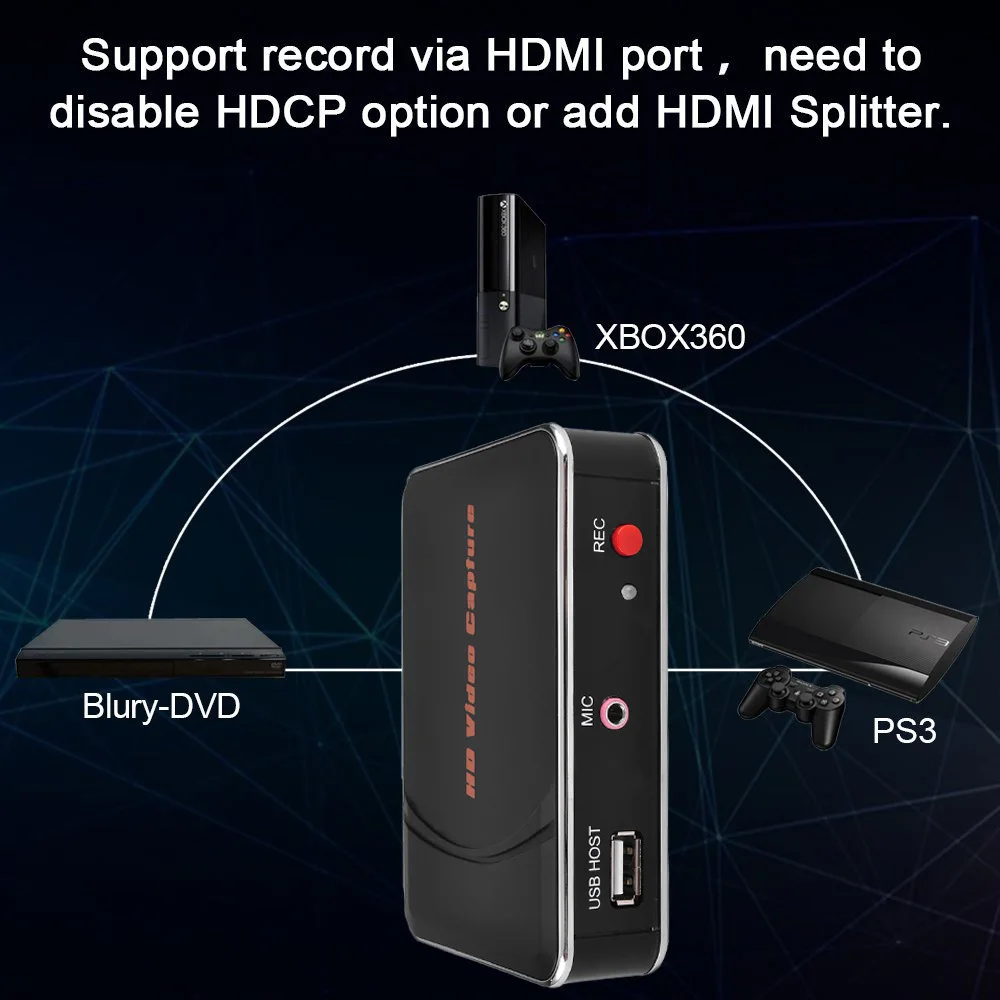 Ezcap HDMI Video Capture HD Game Capture Card 1080P One Click Video Recorder for Xbox 360 Xbox One/
