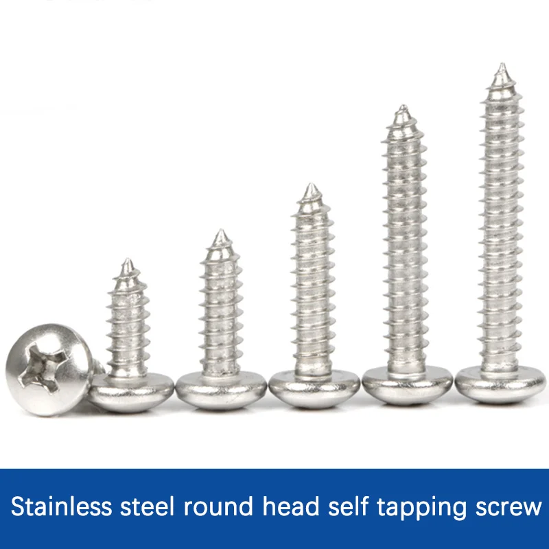 

25 PCS Stainless steel self-tapping screw round head screw disk head flat head wood screw M3 M4 M5