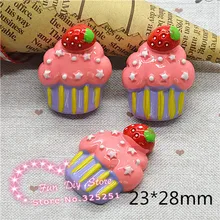 40 шт. розовый клубничный торт Flatback смолы плоской задней Кабошоны для украшения телефона DIY