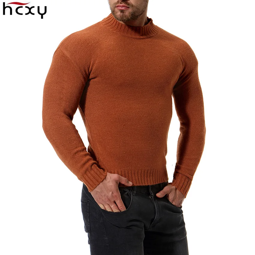

HCXY 2019 Men's Knitted Sweaters Mandarin collar Baseshirt Undershirt Bottomingshirt Men Sweater Stretch Sanding Standing collar
